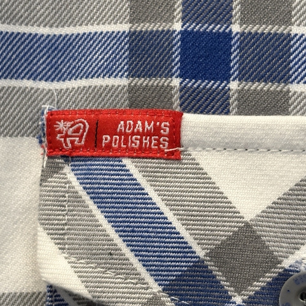 Dixxon Flannel Shirt Mens Large Adams Polishes RINSER White Gray Blue LS - Picture 15 of 16